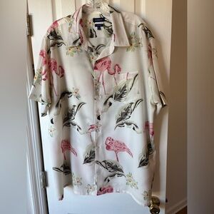 Croft & Barrow Tropical Flamingo and Leaf Print Shirt